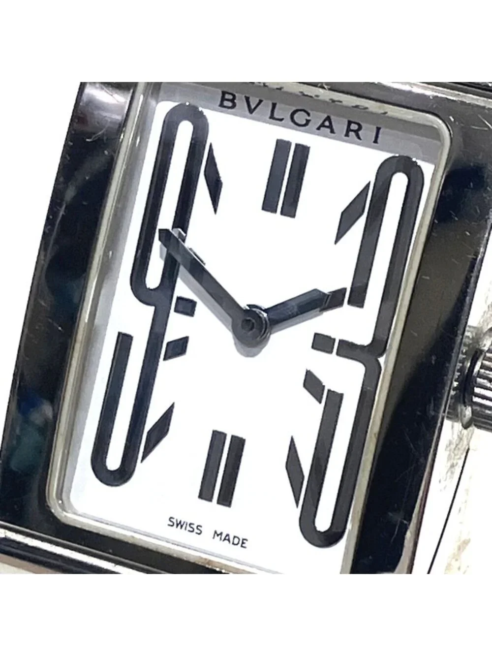 Bvlgari Rettangolo Watch SS Quartz White Dial